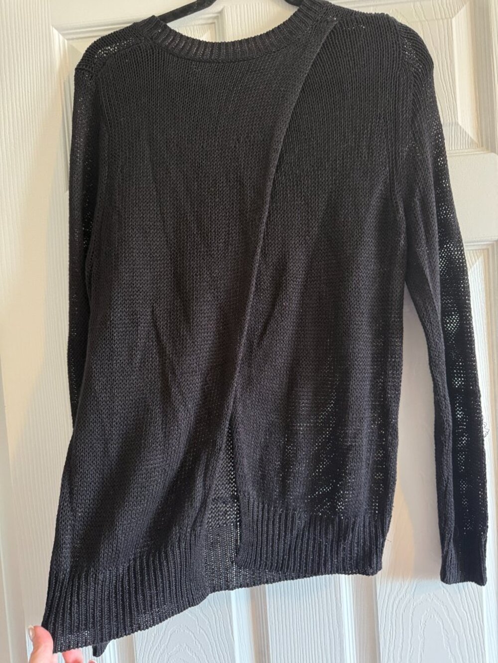 Babaton Aritzia Black Linen & Silk Open Knit Sweater – Size Large - Picture 8 of 9